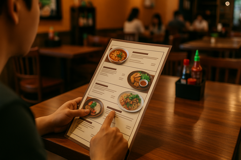 Nghệ thuật sắp xếp bố cục và điểm nhấn thị giác trên thực đơn
