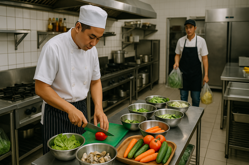 Quy trình vận hành khu vực bếp và quản lý nguyên liệu đầu vào