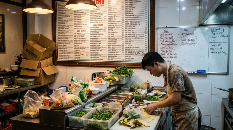 Sai lầm 2: Menu dàn trải và bài toán quản lý hao hụt bị bỏ ngỏ