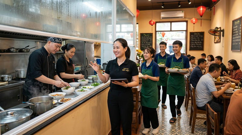 Nghệ thuật phân bổ nhân sự: Bếp và Phục vụ phối hợp nhịp nhàng