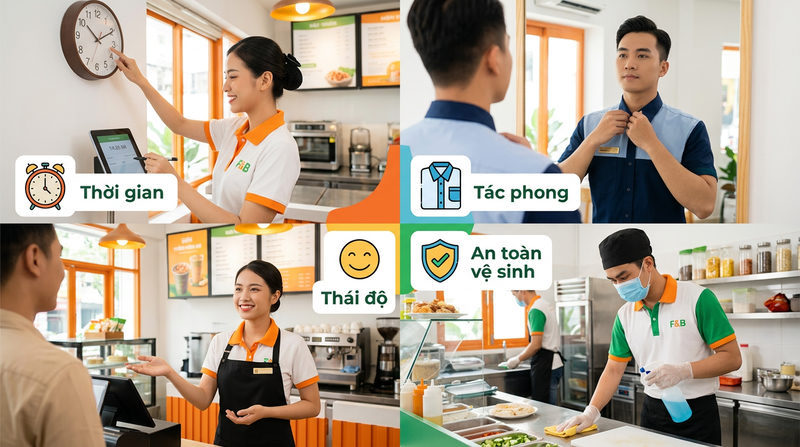 Xây dựng nội quy cửa hàng, quán ăn Các hạng mục bắt buộc trong mẫu nội quy nhân viên quán ăn, cửa Xây dựng nội quy cửa hàng, quán ăn