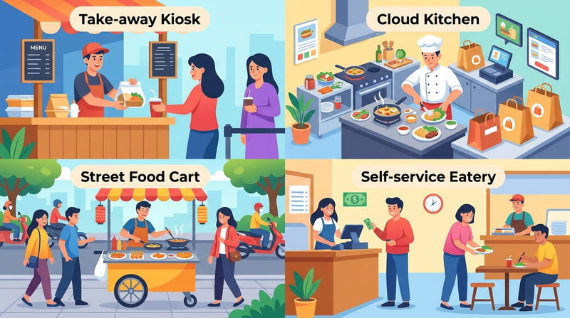 mô hình quán ăn một người vận hành