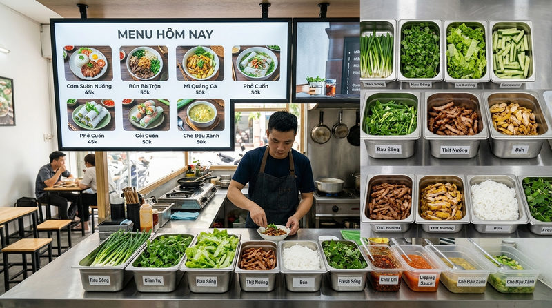 mô hình quán ăn một người vận hành