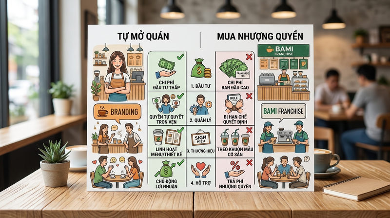 Có 200 triệu tự mở quán hay nhượng quyền Có 200 triệu tự mở quán hay nhượng quyền