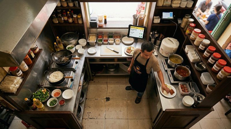 mô hình quán ăn một người vận hành