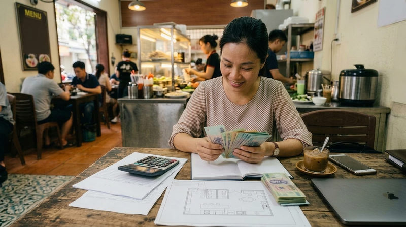 mô hình quán ăn kết hợp đồ uống