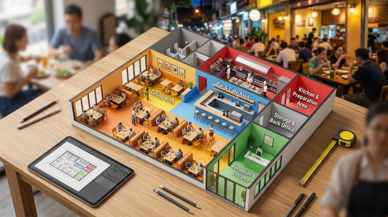 Tầm quan trọng của việc phân chia các khu vực trong nhà hàng