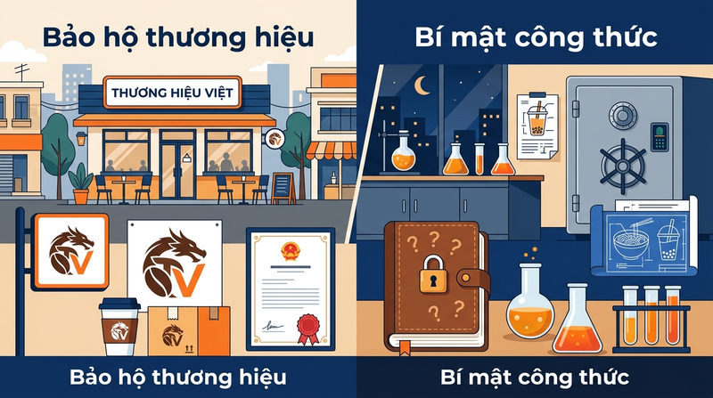 Tổng quan: Cách bảo hộ thương hiệu và bí mật công thức khác nhau thế nào?