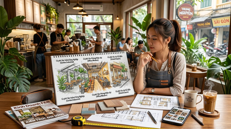 Bước 2: Lựa chọn mô hình kinh doanh quán cafe và concept thiết kế