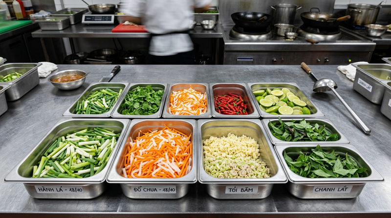 Mise en place (Chuẩn bị nguyên liệu) - Chìa khóa tăng tốc độ ra món