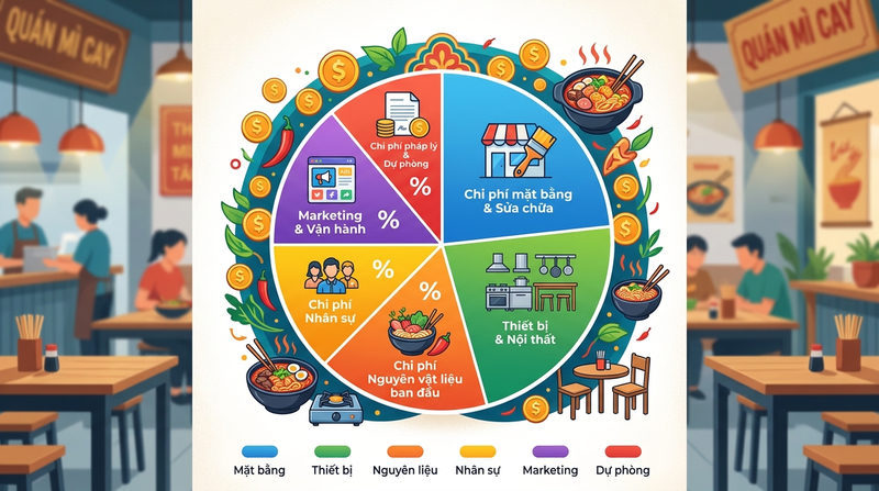 Mở quán mì cay cần bao nhiêu vốn? Bảng dự toán chi phí chi tiết