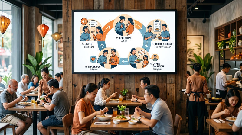 Quy trình 5 bước chuẩn giải quyết khiếu nại trong F&B