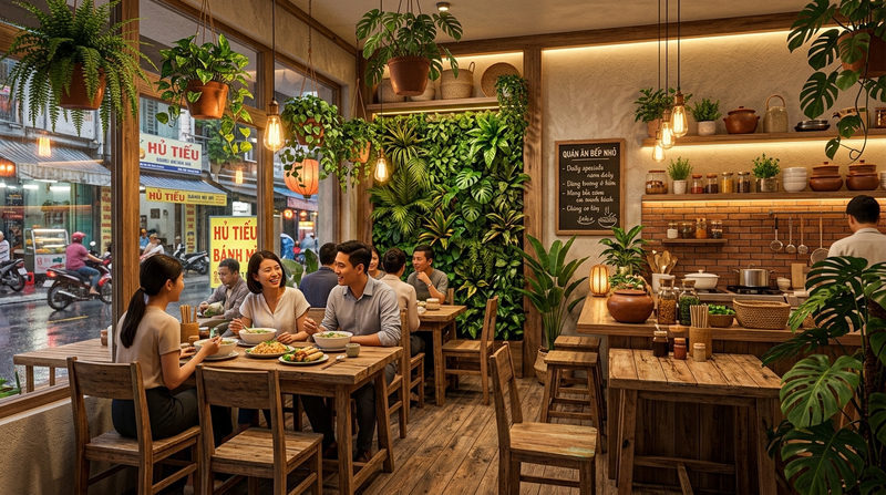 Cập nhật xu hướng thiết kế quán ăn đẹp, hút khách nhất 2026