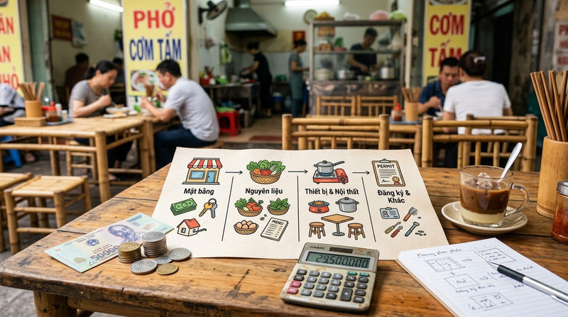 Chi phí mở quán ăn nhỏ cần chuẩn bị bao nhiêu vốn?