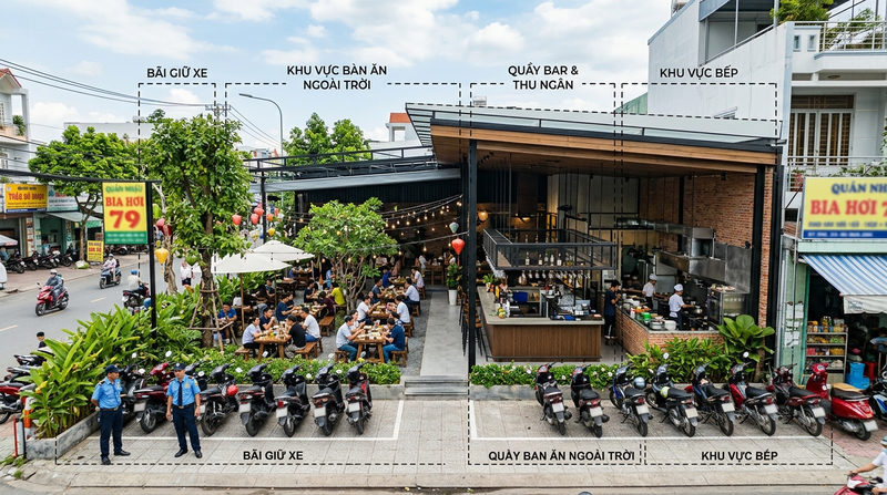 Kinh nghiệm tìm mặt bằng và thiết kế quán nhậu hút khách