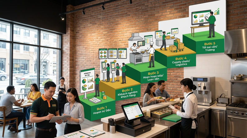 Lộ trình 5 bước chuẩn hóa ứng dụng AI vào quản lý chuỗi nhà hàng