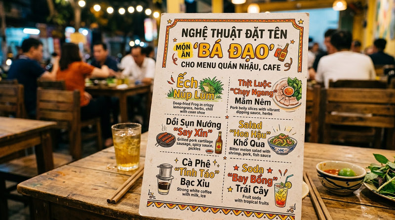 Nghệ thuật đặt tên món ăn 'bá đạo' cho menu quán nhậu, cafe