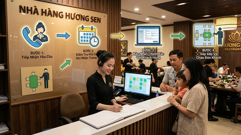 Quy trình nhận đặt bàn chuẩn chuyên nghiệp (Tránh sai sót)