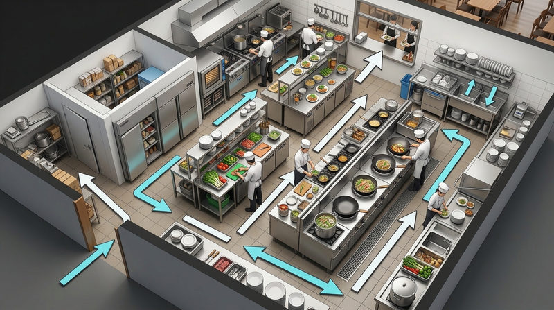 Thiết kế bếp nhà hàng và phân bổ trạm làm việc khoa học