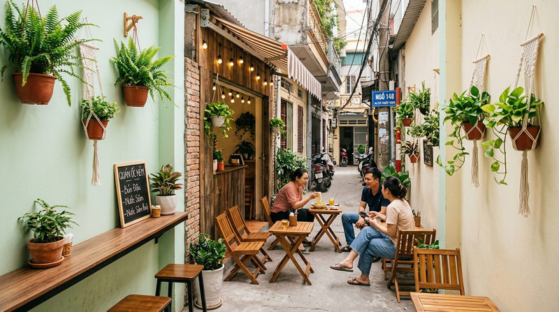 Thiết kế không gian và mô hình quán ăn nhỏ đẹp