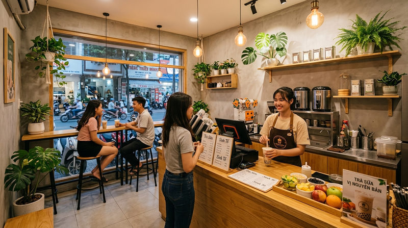 Tiêu Chí Chọn Mặt Bằng & Thiết Kế Quán Trà Sữa Nhỏ Đẹp