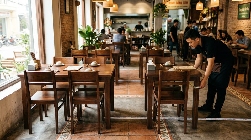 Tiêu chuẩn kích thước và khoảng cách bàn ghế nhà hàng