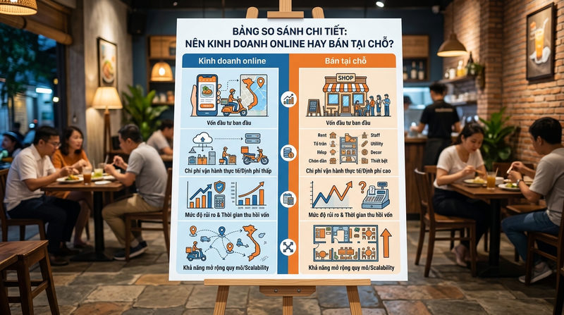 Bảng so sánh chi tiết: Nên kinh doanh online hay bán tại chỗ?