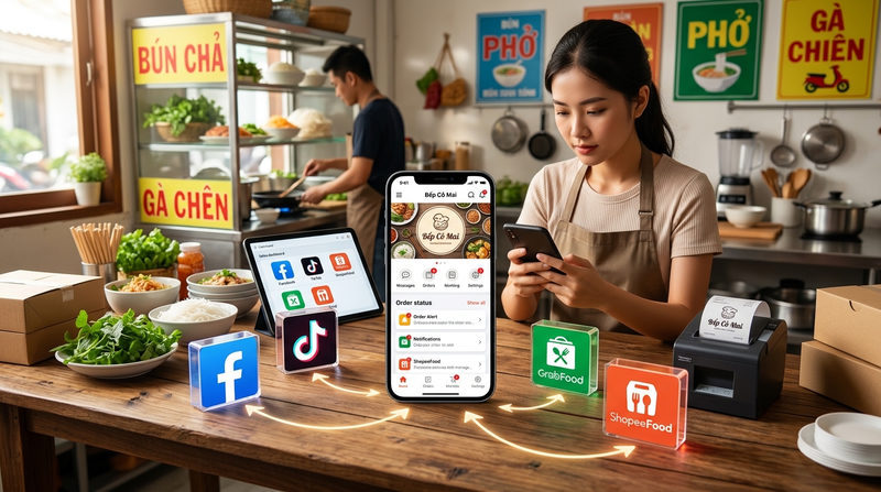 Lựa chọn kênh bán hàng và đăng ký app giao đồ ăn