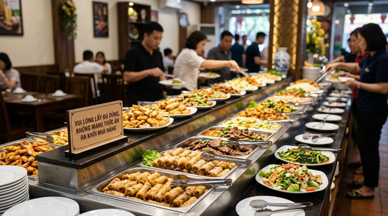 Phân biệt quy định: Ăn buffet có được mang đồ ăn thừa về không?