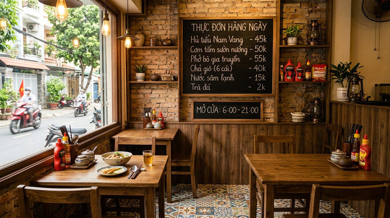 Thiết kế quán ăn nhỏ đẹp và xây dựng thực đơn quán ăn khu dân cư