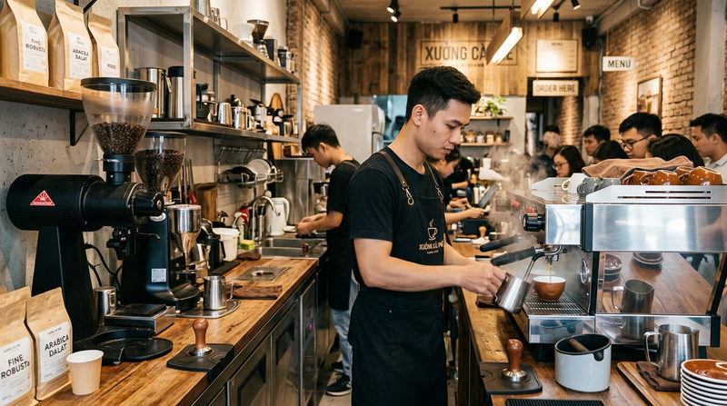 Thứ 2: Thiết bị bếp công nghiệp và quầy pha chế cafe