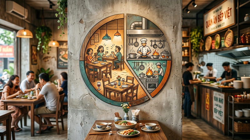 Tiêu chuẩn phân bổ diện tích các khu vực trong nhà hàng