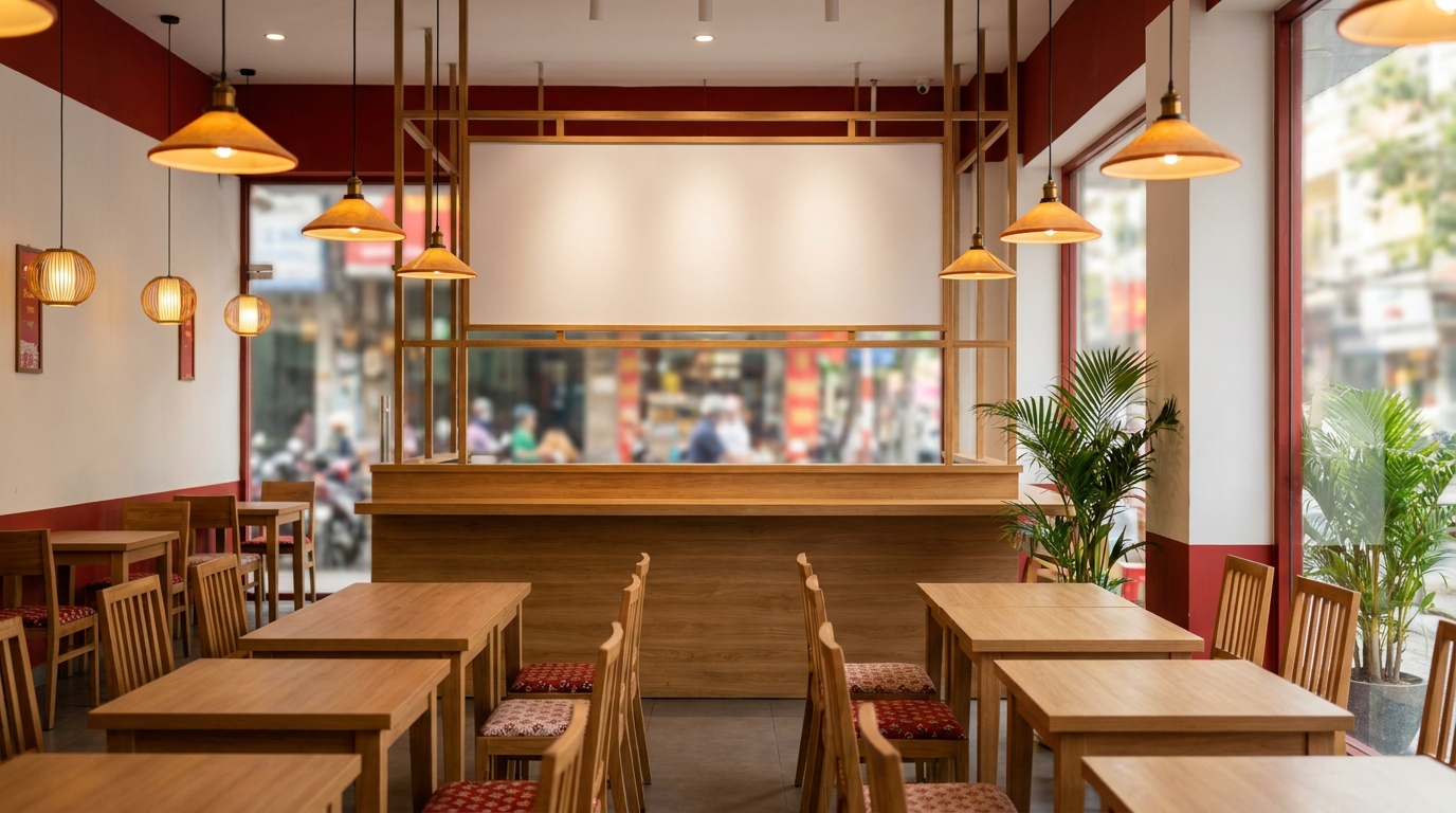 Không gian một quán ăn F&B hiện đại tại Việt Nam