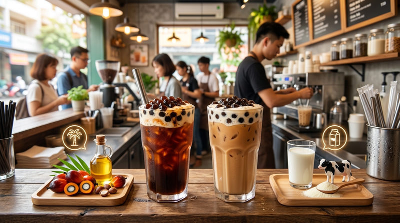 Bột sữa pha trà sữa là gì? Phân biệt bột thực vật và động vật