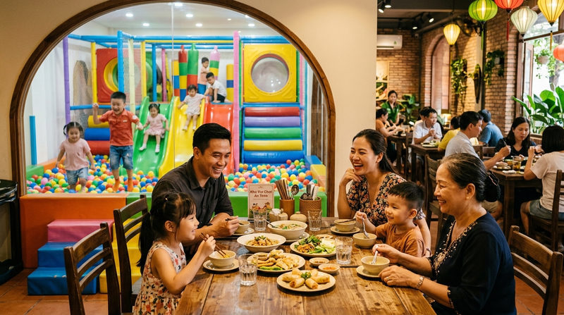Lợi ích tuyệt vời khi chọn nhà hàng có khu vui chơi trẻ em