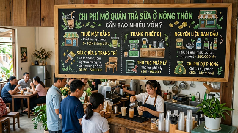 Chi phí mở quán trà sữa ở nông thôn cần bao nhiêu vốn?