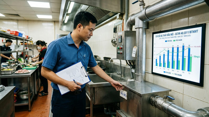 Chi tiết quy định về xả thải chất thải dầu mỡ của bếp nhà hàng ra môi trường