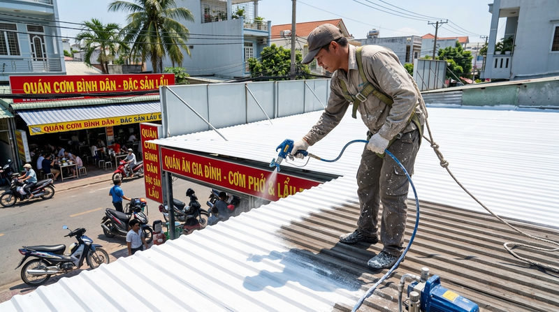 Giải pháp xử lý nhiệt trực tiếp trên mái tôn (Bên ngoài)