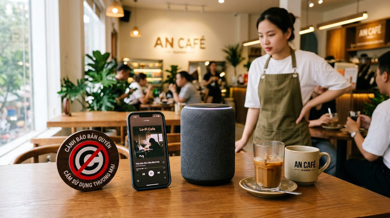 Mở nhạc trên Youtube, Spotify, Apple Music trong quán cafe có vi phạm bản quyền không?