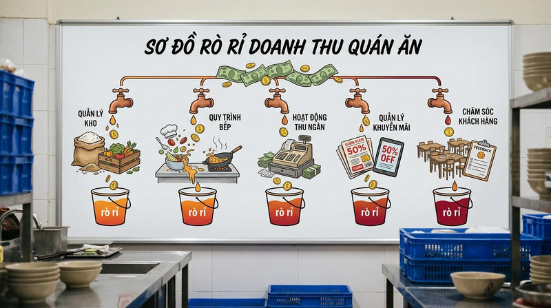Nhận diện 5 điểm rò rỉ doanh thu quán ăn phổ biến nhất