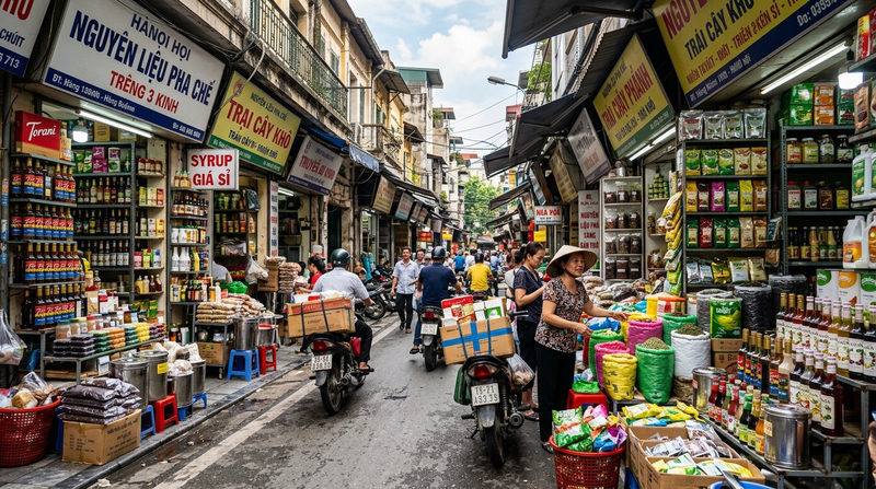 Phố bán nguyên liệu pha chế nổi tiếng nhất tại Hà Nội