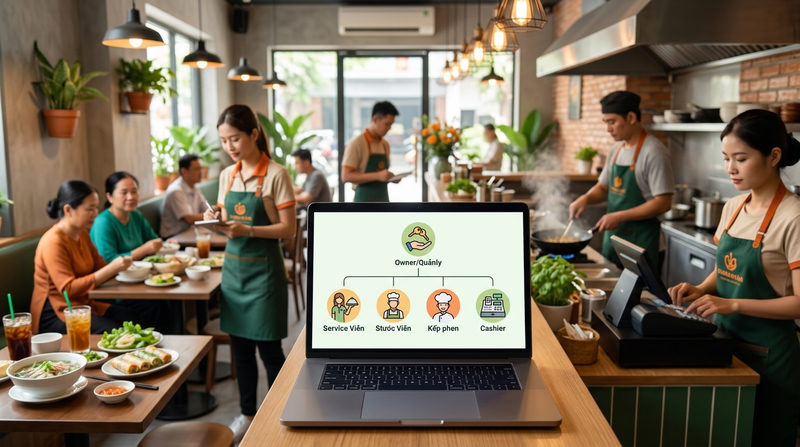 Sơ đồ tổ chức quán ăn nhỏ và các vị trí cốt lõi