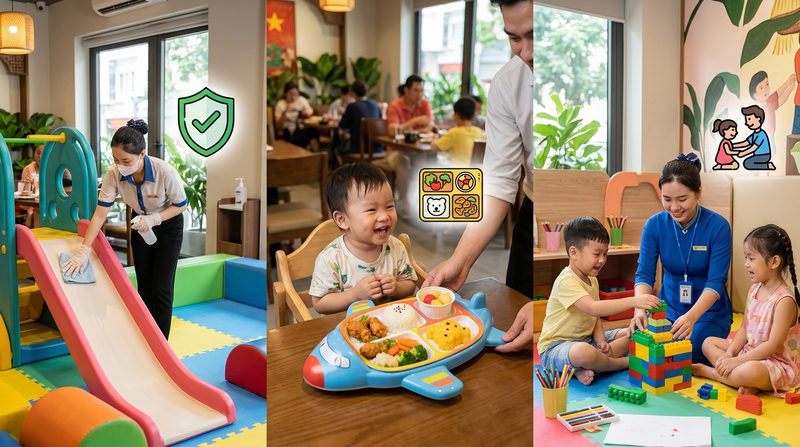 Tiêu chí đánh giá một quán ăn gia đình có khu vui chơi đạt chuẩn