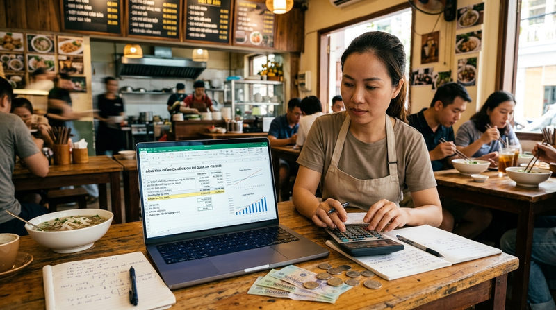 Bài toán tài chính mở quán ăn: Cách tính điểm hòa vốn và kiểm soát chi phí
