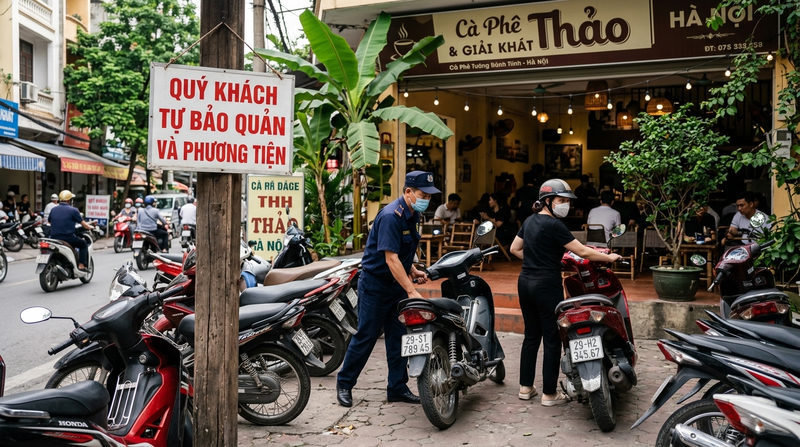Biển báo 'Khách tự bảo quản tài sản' có giúp chủ quán miễn trừ trách nhiệm?