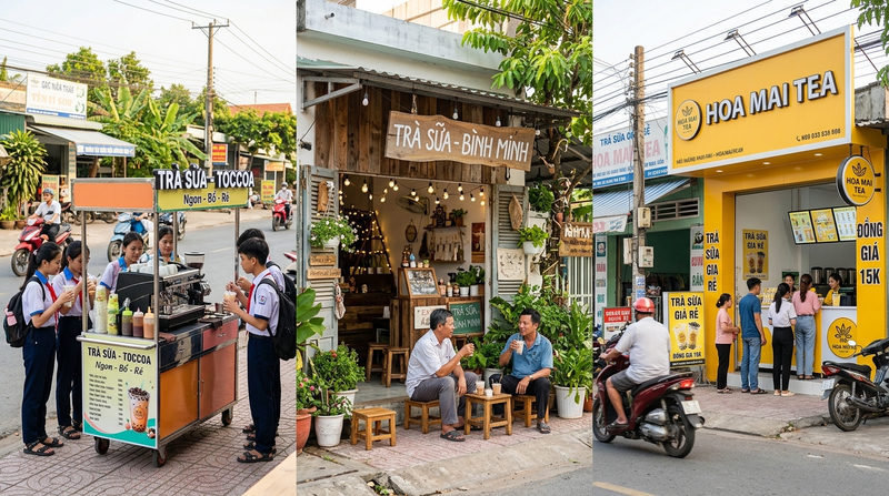 Các mô hình quán trà sữa nhỏ đẹp, phù hợp với khu vực nông thôn