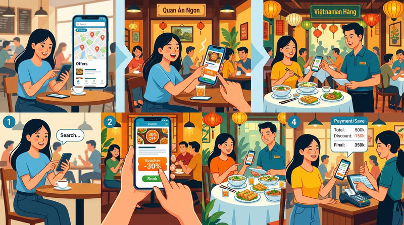 Hướng dẫn cách dùng app đặt bàn ăn giảm giá để tối ưu ưu đãi