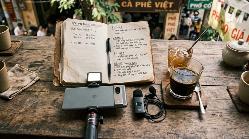 Kịch bản TikTok quán cafe & Hướng dẫn kỹ thuật quay dựng
