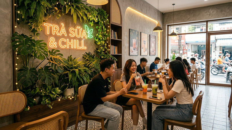 Kinh nghiệm tìm mặt bằng và thiết kế quán trà sữa đẹp