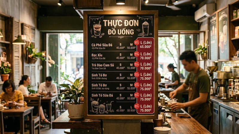 Nghệ thuật thiết kế menu: Cách trình bày size để khách chọn lớn hơn